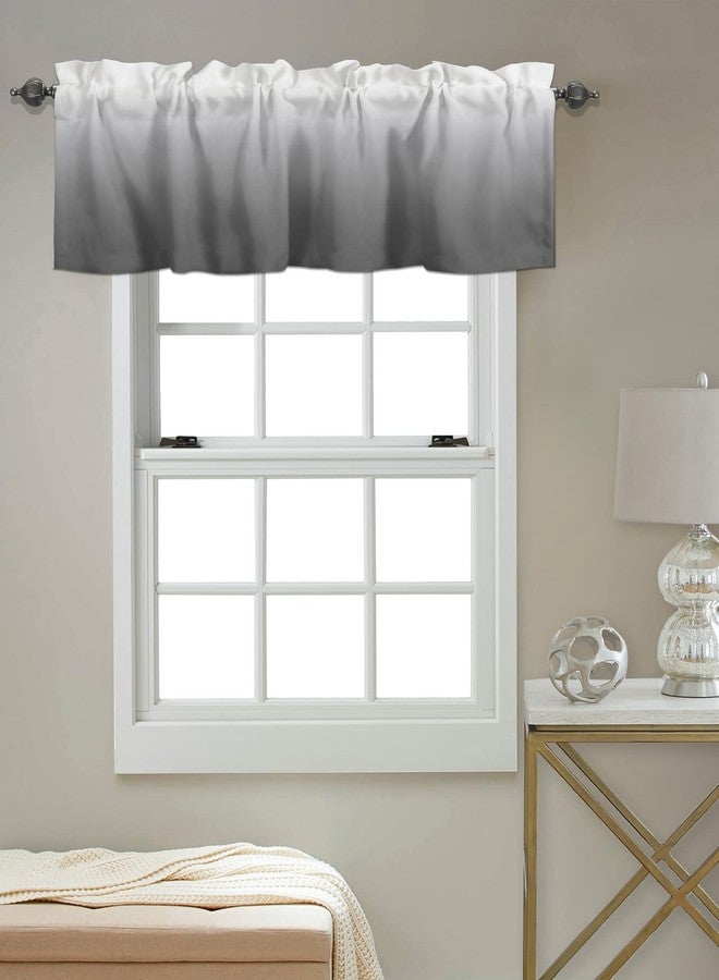 LooPoP Grey White Valance for Windows Ombre Curtains Valances Modern Gradual Color Curtains Rod Pocket Window Treatment for Kitchen Living Room Bedroom Bathroom Home Decor 1 Panel 54x18 Inch - Image 5
